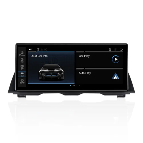 (9688) 12.3″ Vertical Screen for BMW F10 F11 NBT Wired and Wireless Apple CarPlay Retrofit Android Auto，1920 x 720 Display Mirror Link Car Radio Bluetooth Video Player (2013-2017)[ULTRA-THIN] Using Ultra-thin process, the screen-to-body ratio reaches 82.3%, 12.3″ large display; metal material shell and Non-Airgap process, the picture quality image is more realistic. Only Suitable for BMW NBT Original 6 PIN LVDS system. [SUPPORT OEM BLUETOOTH] Supports wireless and wired CarPlay and Android Auto, you can use the original car microphone to make calls when using CarPlay and Android Auto. No echo and high quality sound. [OEM INFO] Support Factory Monitor Information Display; You Can Long Press Menu Button to Switch Between Factory OEM Interface and CarPlay Interface; Support Steering Wheel Button Function. [QUICKLY] With Linux System, You Can Get CarPlay or Android Auto Interface Quickly; In 2 Seconds You Can Get Reverse Camera Video. [CAMERA] Support The OEM Camera and after market Camer & front Camera (720P or Less). The Reversing Picture Will Be Very Clear.